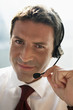 Business man with headset, skyping
