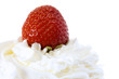 Strawberry with cream, close-up