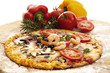 Fresh pizza and ingredients, close-up