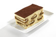 Piece of tiramisu on plate