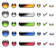 Luminous aqua buttons and elements of web-interface