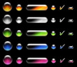 Luminous aqua buttons and elements of web-interface