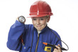 Boy with tools , smiling