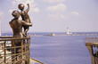 Odessa,Ukraine, bronze statue at sea terminal