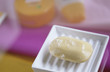 Soap in soap dish, elevated view