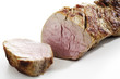 Roasted pork filet, slices, close-up