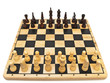 chess-board with chess against the white background