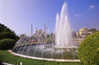 Fountain with Blue Mosque in the background, Istanbul, Turkey