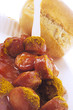 Currywurst (sausage with ketchup & curry powder) with bread roll
