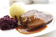 Roast beef with side dishes, close-up