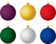 Set of six Christmas ornaments. Vector.