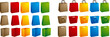5 color of vector shopping bags on white