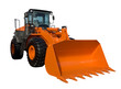 Orange bulldozer isolated on white with clipping path