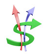Colorful arrows forming the dollar sign. Colorful arrows forming the dollar sign.