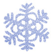 Bright blue snowflake close-up. Isolated