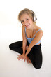Pretty girl listening to the music.