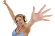 Pretty girl listening to the music.