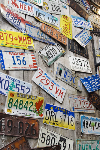 Photo: Battered vintage american car registration numbers Battered vintage american car registration numbers