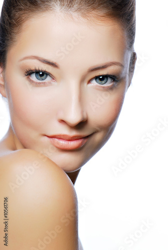 Close-up portrait of sexy caucasian young woman