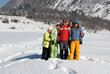 Friends in winter mountain