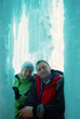 Couple in ice grotto