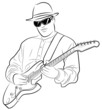 vector illustration of a man playing electrical guitar