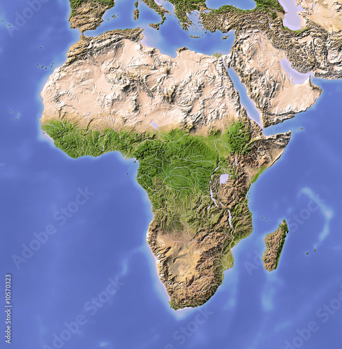 topography of africa. Africa, shaded relief map,