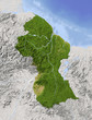 Guyana, shaded relief map, colored for vegetation.