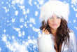Winter girl wearing white hat