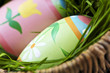 Easter eggs with green grass