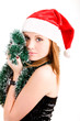 Happy teenager in Santa hat