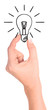 Hand holding drawn light bulb Hand holding drawn light bulb
