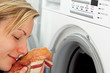 smelling fresh laundry