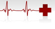 Editable vector background - heartbeat and red cross