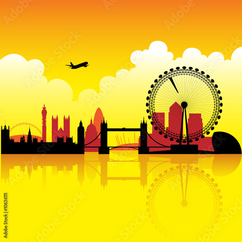 new york skyline silhouette vector. London skyline silhouette at