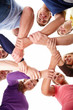 People with arms linked showing unity