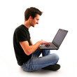 Young man working with notebook