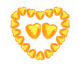 heart shape is made of golden hearts