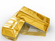 Isolated gold bars on white background.