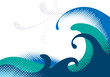 Halftone sea waves. Vector illustration Halftone sea waves. Vector illustration
