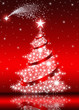 Christmas Tree with stars on red background