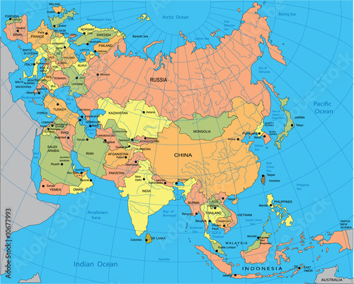 world map political 2011. Political map of eurasia
