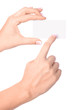 Paper card in woman hand Paper card in woman hand