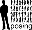 high quality traced posing people silhouettes vector