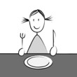 fille à table