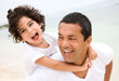 father and son smiling