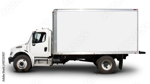 Photo: White Delivery Truck Side View White Delivery Truck Side View