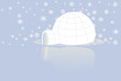 Igloo on ice with snow flake. Vector.