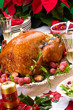 Christmas turkey on holiday table Christmas turkey on holiday table