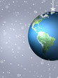 Earth christmas ornament with snow